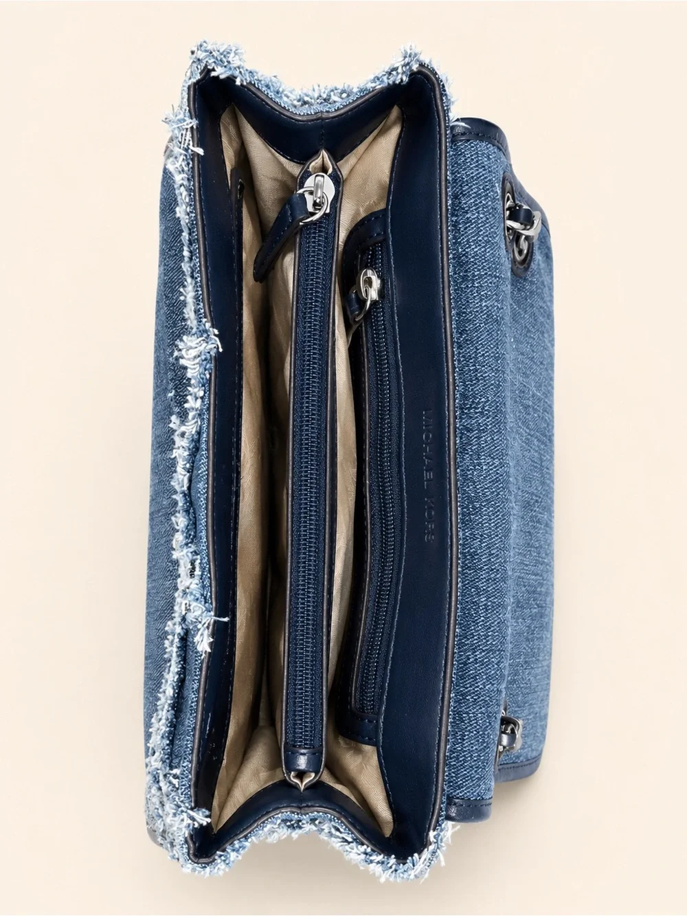 Michael Kors Sloan Large Denim Chevron Shoulder Bag
